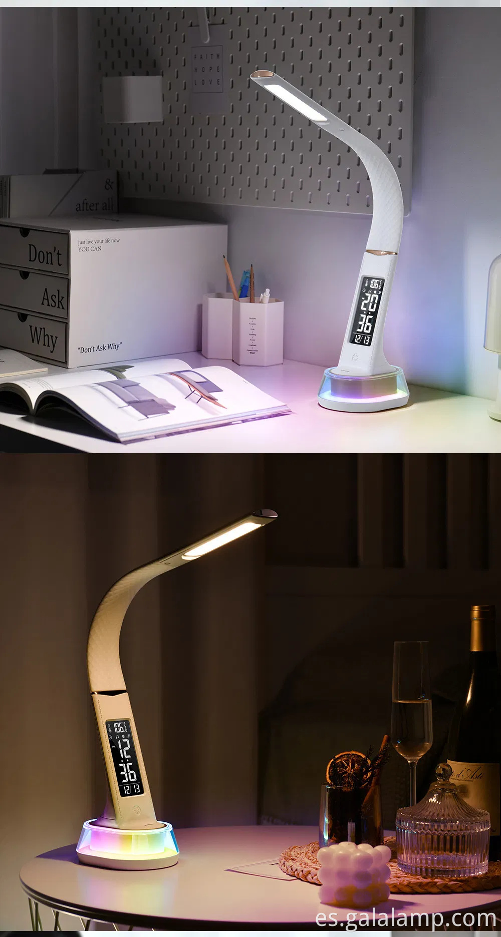 Lámpara de mesa de despertador RGB vibrante para decoración del hogar